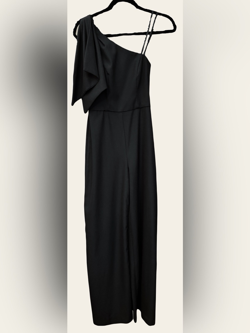 BHLDN Elegant One-Shoulder Black Jumpsuit